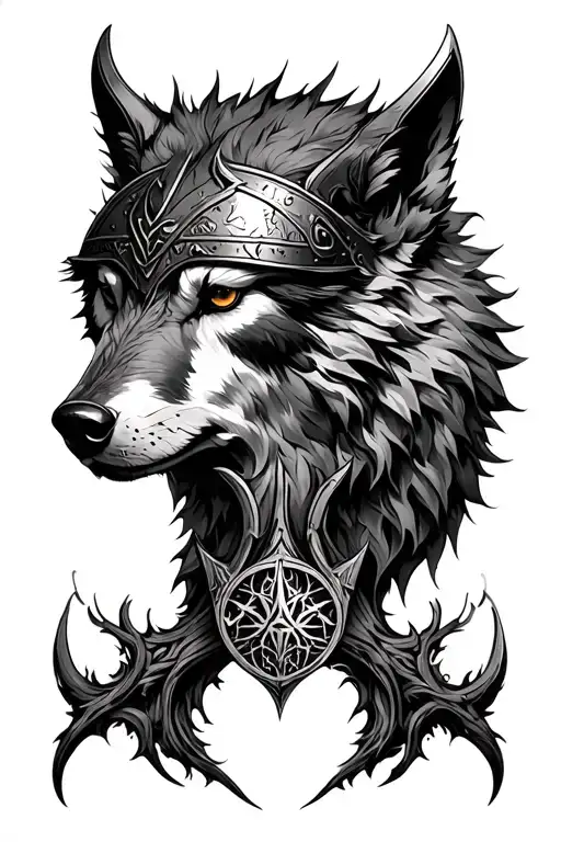 viking tree of life wolf helm of awe tattoo design idea