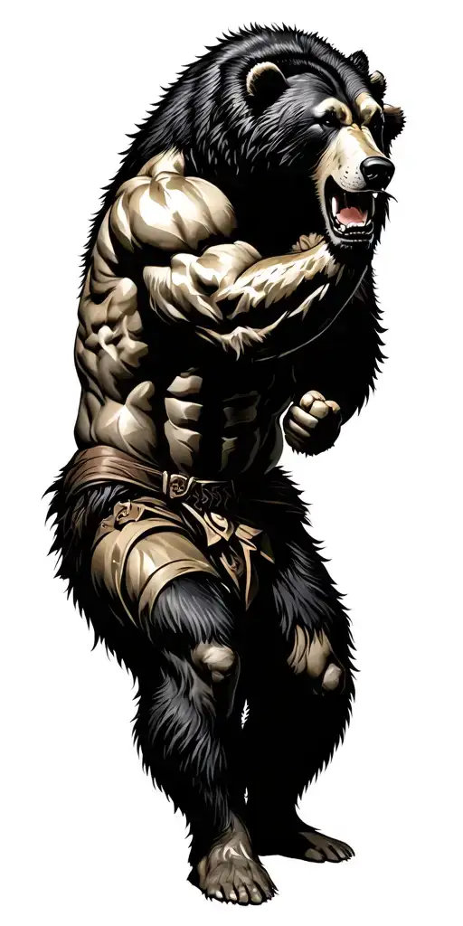 samson fighting the bear tattoo design idea