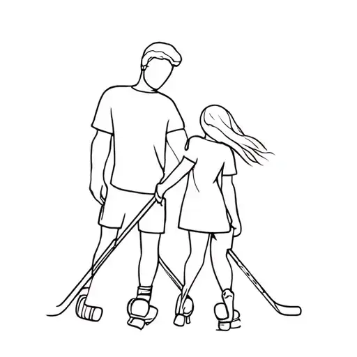 father daughter hockey tattoo design idea