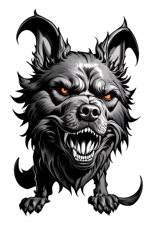 angry three headed dog cerberus tattoo  tattoo design idea