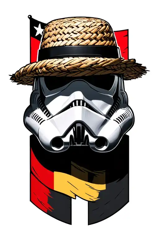 stormtrooper Helmet from Star Wars and a flag of the Straw hat Crew from one piece  tattoo design idea