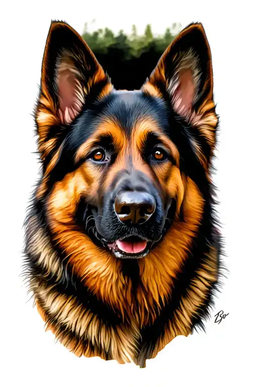 german shepherd dog portrait tattoo tattoo design idea