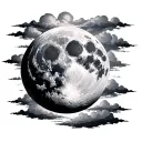 Full Moon With Clouds tattoo design idea
