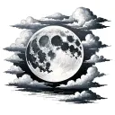 Full Moon With Clouds tattoo design idea
