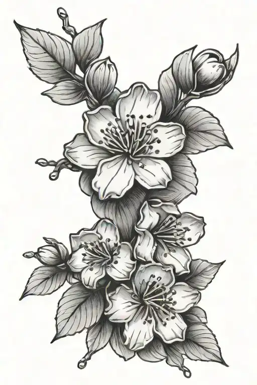 electric wire with tiny cherry blossom flower growing together fine line tattoo design idea