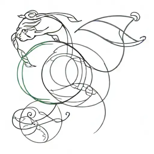 earth, water and air, taurus, pisces and libra symbols intertwined tattoo design idea