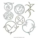 earth, water and air, taurus, pisces and libra symbols intertwined tattoo design idea