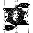 Tarot card with Aquarius astrological sign which pours water tattoo design idea