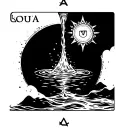 Tarot card with Aquarius astrological sign which pours water tattoo design idea