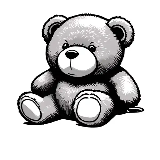 Fine Line Teddy Bear outline drawing tattoo tattoo design idea