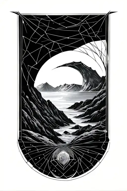 cound of monte Cristo fine line geometric, symbols, minimalism, microrealism tattoo design idea