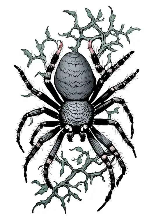 Jumping Spider vines growing tattoo design idea