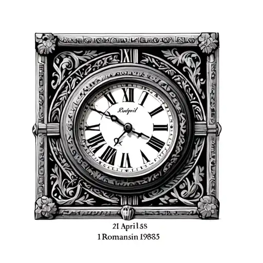 21 April 1985 Roman numeral clock tattoo design idea