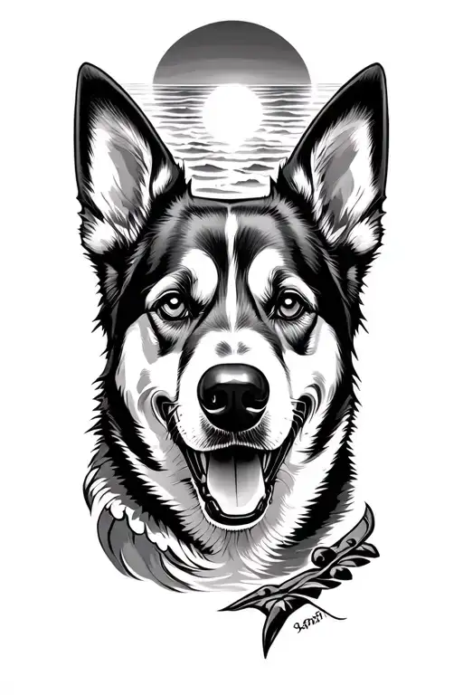 Beach sunset, Scuba, Formula 1, dog face tattoo design idea