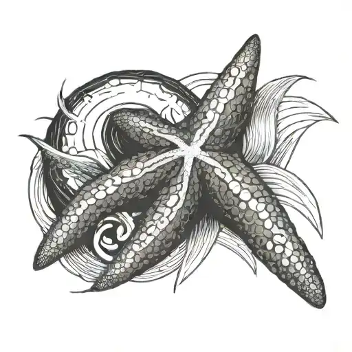 coconut starfish chili pepper tattoo design idea