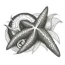 coconut starfish chili pepper tattoo design idea