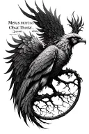 phoenix with tree of life and sentence "Metus morti non obstat. Obstat vitae." and "Dream Theater" logo tattoo design idea