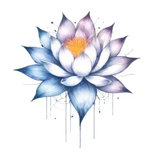 add trajectories surrounding lotus. use dark space themed colors and replace the lighter pedals with darker colors tattoo design idea