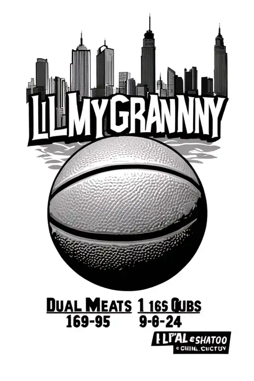 "LLMYGRANNY 1-16-65 9-9-24 " 1. Dual-Sided Basketball Chicago bulls n cubs , City Skyline in Chicago , Nature Meets City,  dolphins in water in city tattoo design idea