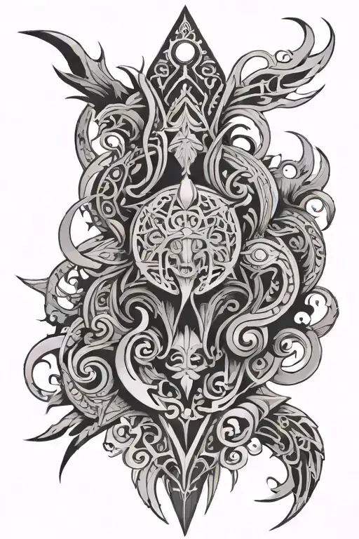 new age tribal gothic style tattoo design idea