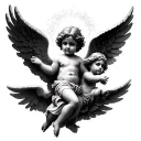 angels cherubs flying tattoo design idea