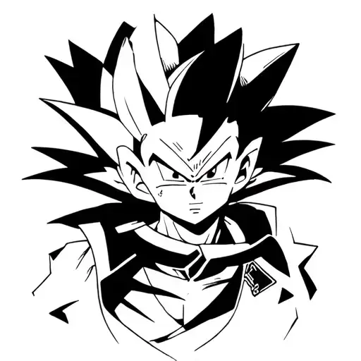 anime black and white DBZ and solo leveling and one piece  tattoo design idea