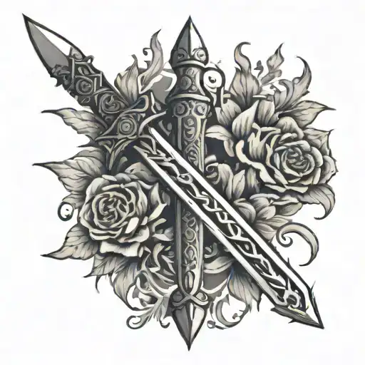 aryas dagger and rayas sword tattoo design idea