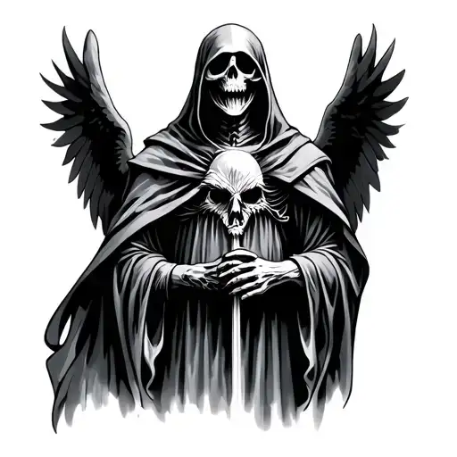 angels grim reaper standing tattoo design idea
