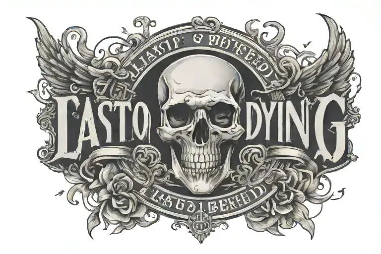Create a tattoo with the phrase « Last of a dying breed » in a hip pop style inspired  tattoo design idea