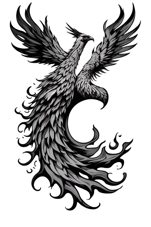 semicolon phoenix rising from flames tattoo design idea