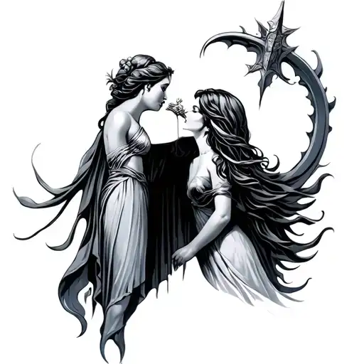 hera and zues kissing  tattoo design idea