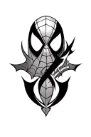 3 logod intertwined with eachother. the 3 logos are spiderman, assassins creed, and god of war. just the logos tattoo design idea
