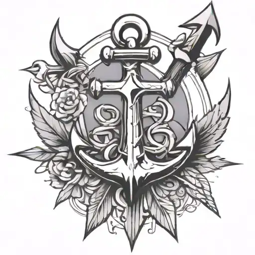 anchor arrow cross made tattoo design idea