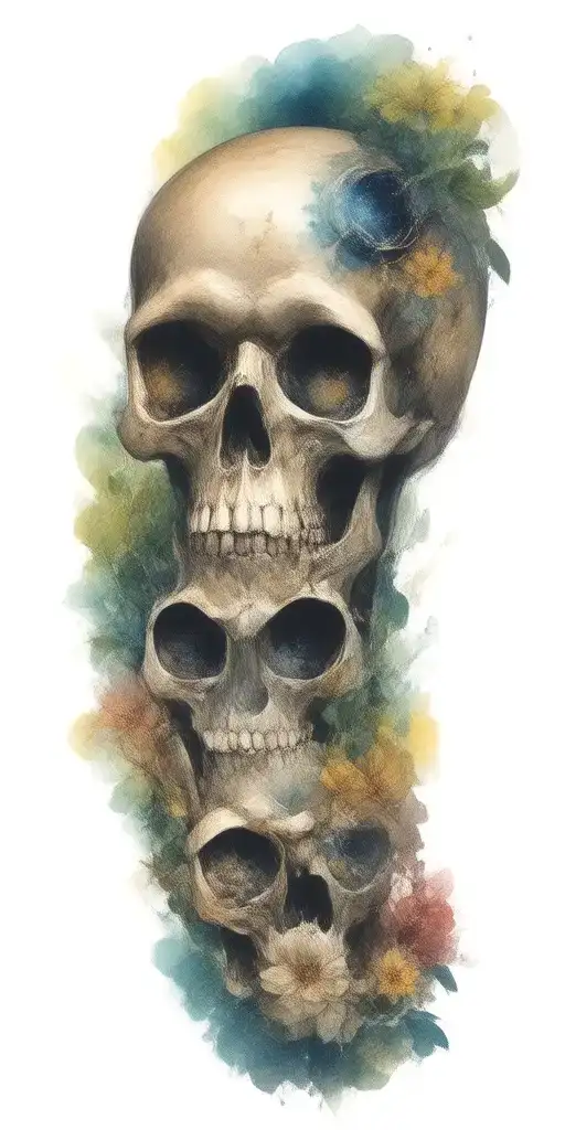 add galaxies to skull eye sockets tattoo design idea