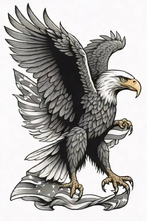 eagle with American flag tattoo design idea