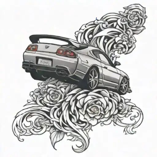 Toyota supra car tattoo design idea