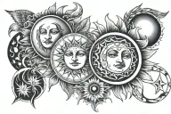 Sun And Moon phases tattoo design idea
