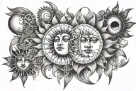 Sun And Moon phases tattoo design idea