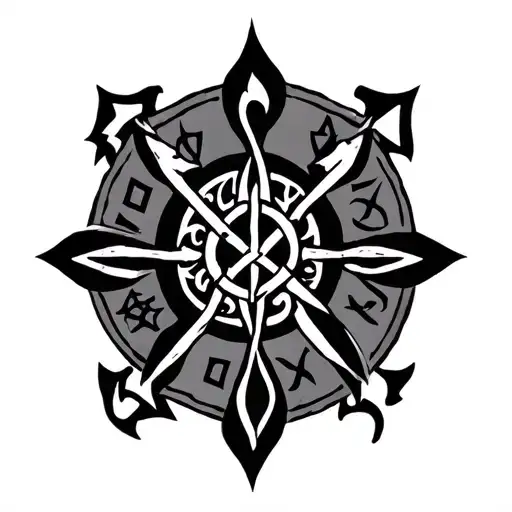 Slavic runes of protection and strength of health and spirit tattoo design idea