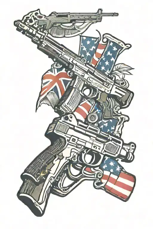 us flag guns tattoo ak47 tattoo design idea