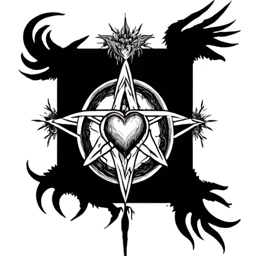 heartagram surround by souls  tattoo design idea