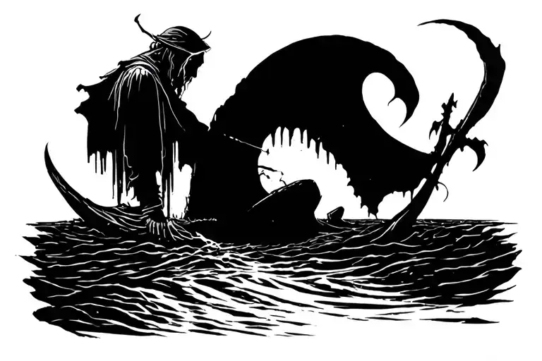 Charon crossing the River Styx tattoo design idea