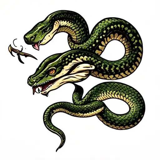Mexican Snake eating American snake tattoo design idea