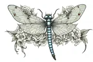 Dragonfly white rose tattoo design idea