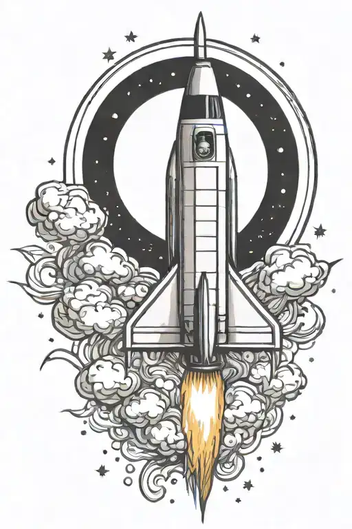 rocket ship blasting tattoo design idea