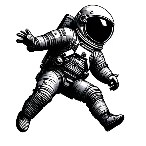 astronaut floating in space tattoo design idea