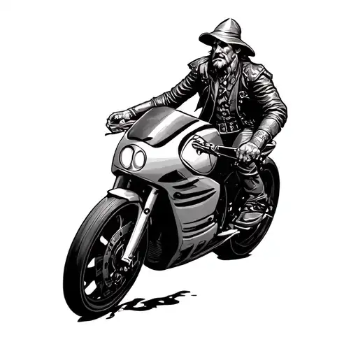 Don Quixote on racing bike tattoo design idea