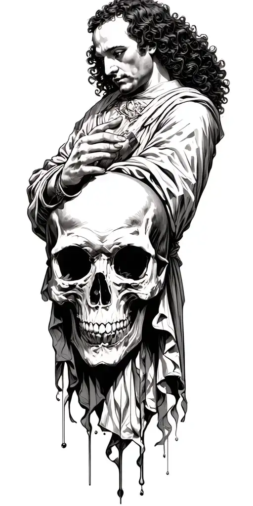 Hamlet holding a skull tattoo design idea