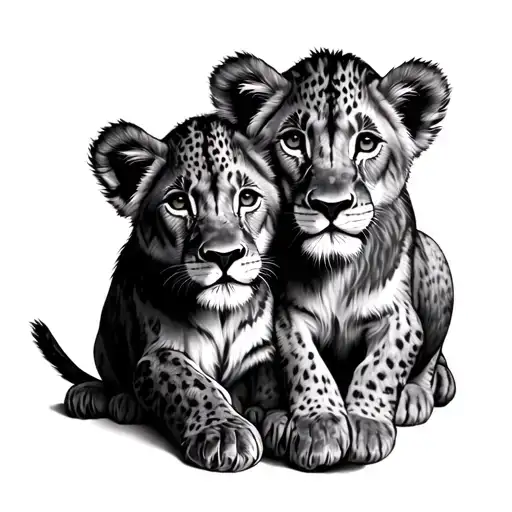 3 Lion Cubs tattoo design idea