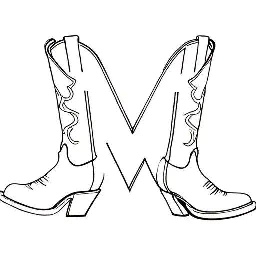 "M" Cowboy Boots tattoo design idea